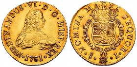Ferdinand VI (1746-1759). 8 escudos. 1751. Santiago. J. (Cal-824). (Cal onza-644). Au. 27,04 g. With some original luster remaining. Scarce. XF. Est.....