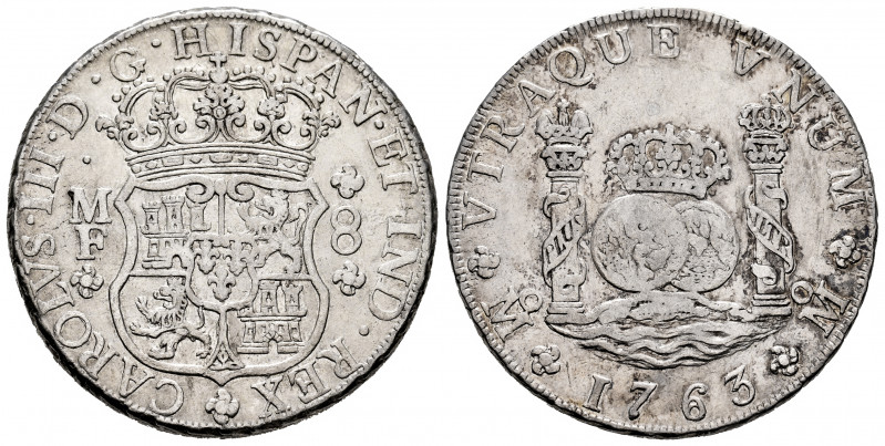Charles III (1759-1788). 8 reales. 1763. Mexico. MF. (Cal-1086). Ag. 26,95 g. VF...