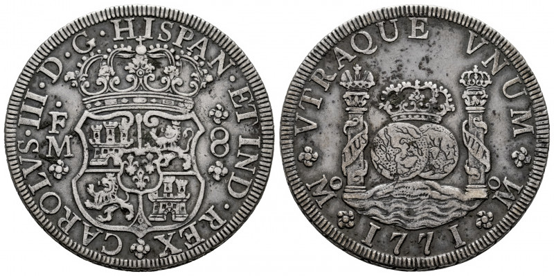 Charles III (1759-1788). 8 reales. 1771. Mexico. FM. (Cal-1103). Ag. 27,81 g. To...