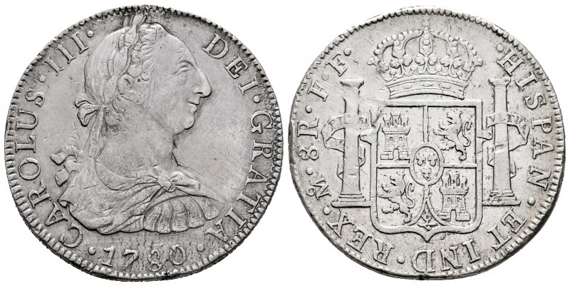 Charles III (1759-1788). 8 reales. 1780. Mexico. FF. (Cal-1120). Ag. 26,54 g. Sc...