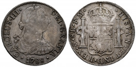 Charles III (1759-1788). 8 reales. 1788. Mexico. FM. (Cal-1132). Ag. 26,86 g. Patina. VF. Est...120,00. 

Spanish Description: Carlos III (1759-1788...