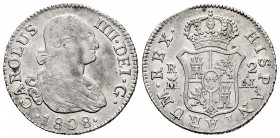 Charles IV (1788-1808). 2 reales. 1808. Madrid. AI. (Cal-619). Ag. 5,96 g. Adjustment lines. Almost XF/Choice VF. Est...150,00. 

Spanish Descriptio...