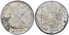 Charles IV (1788-1808). 8 reales. 1800. Mexico. FM. (Cal-965). Ag. 26,85 g. Weak strike. Almost XF. Est...200,00. 

Spanish Description: Carlos IV (...