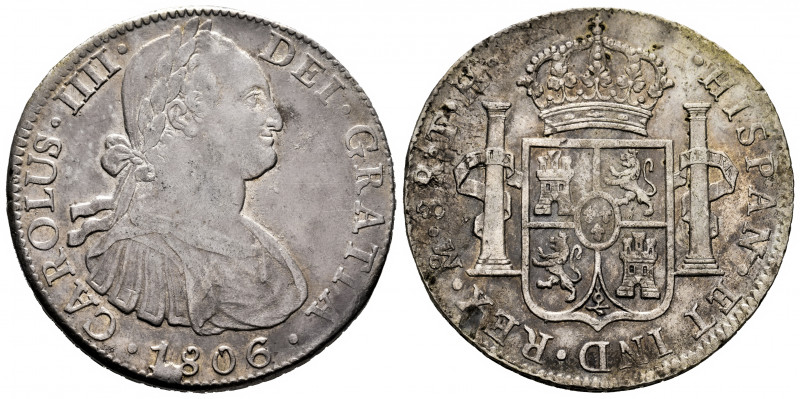 Charles IV (1788-1808). 8 reales. 1806. Mexico. TH. (Cal-984). Ag. 26,78 g. Smal...