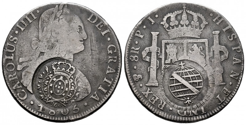 Charles IV (1788-1808). 8 reales. 1805. Potosí. PJ. (Cal-1010). Ag. 26,05 g. Dou...