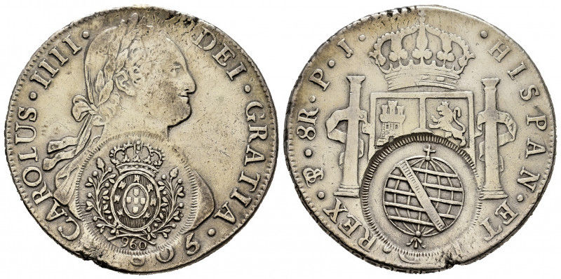 Charles IV (1788-1808). 8 reales. 1805. Potosí. PJ. (Cal-1010). Ag. 26,83 g. Res...