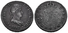Ferdinand VII (1808-1833). 2 reales. 1812. Cadiz. CI. (Cal-727). Ag. 5,75 g. Dark patina. Weak strike on reverse. Choice VF/VF. Est...150,00. 

Span...