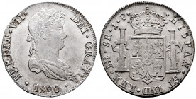 Ferdinand VII (1808-1833). 8 reales. 1820. Lima. JP. (Cal-1253). Ag. 26,35 g. Dirty die on reverse. Wonderful toned. Almost XF. Est...250,00. 

Span...