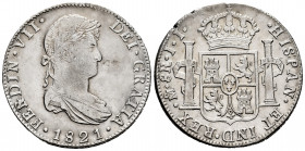 Ferdinand VII (1808-1833). 8 reales. 1821. Mexico. JJ. (Cal-1337). Ag. 26,89 g. Cleaned. Choice VF. Est...120,00. 

Spanish Description: Fernando VI...