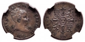 Elizabeth II (1833-1868). 1 maravedi. 1842. Segovia. (Cal-35). Ae. Slabbed by NGC as MS 62. NGC-MS. Est...250,00. 

Spanish Description: Isabel II (...