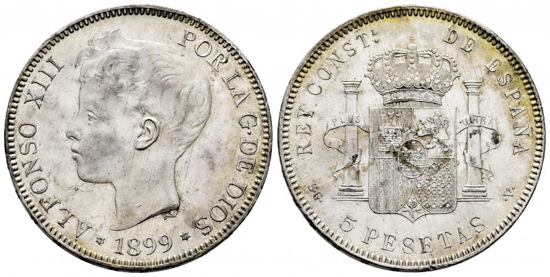 Alfonso XIII (1886-1931). 5 pesetas. 1899*18-99. Madrid. SGV. (Cal-110). Ag. 25,...