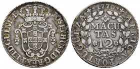 Portuguese Angola. D. José I (1750-1777). 12 macutas. 1770. (Gomes-14.03). (Km-11). Ag. 17,59 g. Scarce. Choice VF. Est...600,00. 

Spanish Descript...