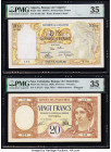 Algeria Banque de l'Algerie 10 Nouveaux Francs 25.11.1960 Pick 119a PMG Choice Very Fine 35; New Caledonia Banque de l'Indochine, Noumea 20 Francs ND ...