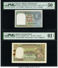 Burma Military Administration 1; 5 Rupees ND (1945); (1947) Pick 25a; 31 Two Examples PMG About Uncirculated 50; Uncirculated 61 Net. Staple holes at ...