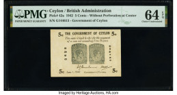 Ceylon Government of Ceylon 5 Cents 1.6.1942 Pick 42a PMG Choice Uncirculated 64 EPQ. This is one of a consecutive pair offered in this auction. 

HID...