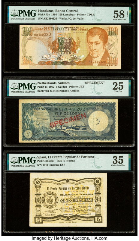 Honduras, Netherlands Antilles & Spain Lot of 3 Grade Examples PMG Choice About ...