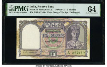 India Reserve Bank of India 10 Rupees ND (1943) Pick 24 Jhun4.6.1 PMG Choice Uncirculated 64. Staple holes at issue. 

HID09801242017

© 2022 Heritage...