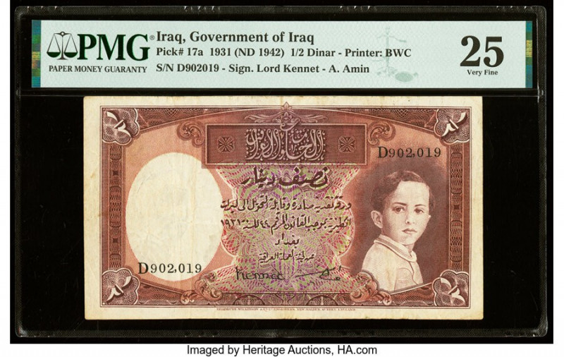 Iraq Government of Iraq 1/2 Dinar 1931 (ND 1942) Pick 17a PMG Very Fine 25. 

HI...