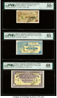 Macau Banco Nacional Ultramarino 5; 10; 50 Avos ND (1920); (1944) (2) Pick 10; 19; 21 Three Examples PMG About Uncirculated 55 EPQ; Choice Extremely F...