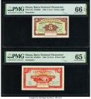 Macau Banco Nacional Ultramarino 5; 10 Avos 6.8.1946 Pick 35r; 36r Two Remainders PMG Gem Uncirculated 66 EPQ; Gem Uncirculated 65 EPQ. 

HID098012420...