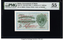 Serial Number 18 Malta Government of Malta 1 Shilling on 2 Shillings 20.11.1918 (ND 1940) Pick 15 PMG About Uncirculated 55. 

HID09801242017

© 2022 ...