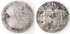 Cile. Santiago del Cile. Carlo IV. 1788-1808. 8 reales 1800. Ag.