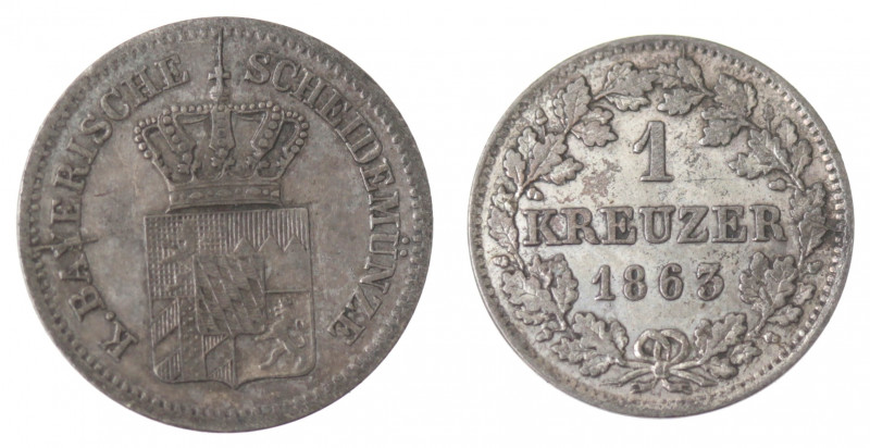Monete Estere. Germania-Baviera. Massimiliano II. 1848-1864. Kreuzer 1863. Mi. K...