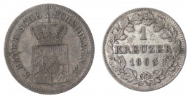 Germania-Baviera. Massimiliano II. 1848-1864. Kreuzer 1863. Mi. 
