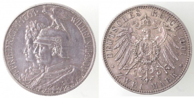 Monete Estere. Germania-Prussia. Guglielmo II. 1888-1918. 2 Marchi. 1901. Ag. KM...