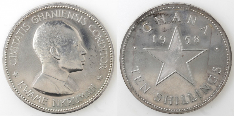 Monete Estere. Ghana. 10 Shillings 1958. Ag. KM# 7. Peso gr. 27,91. Diametro mm....