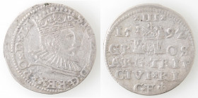 Lituania. Riga. Sigismondo III. 1587-1632. 3 Groschen 1592. Ag.