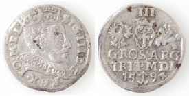 Lituania. Sigismondo III. 1587-1632. 3 Groschen 1594. Vilnius. Ag.