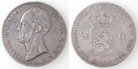 Olanda. Guglielmo II. 840-1849. 2,5 Gulden 1847. Ag.