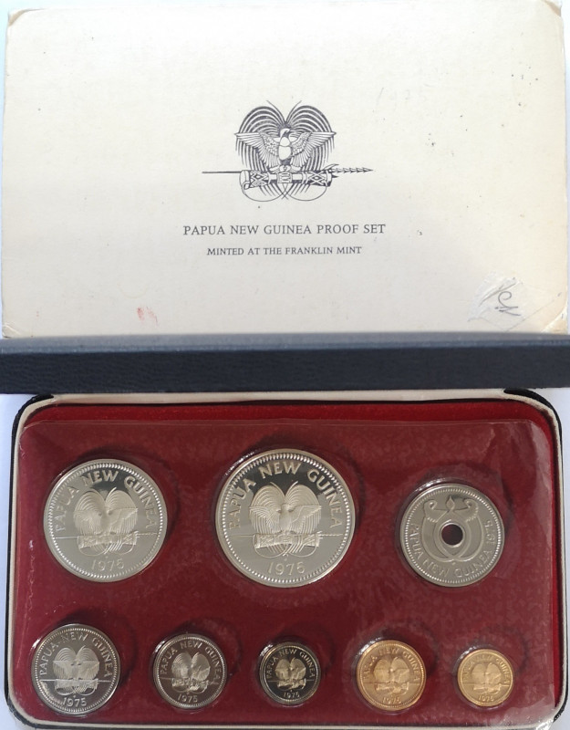 Monete Estere. Papua Nuova Guinea. Serie divisionale 1975. 8 Valori nominali con...