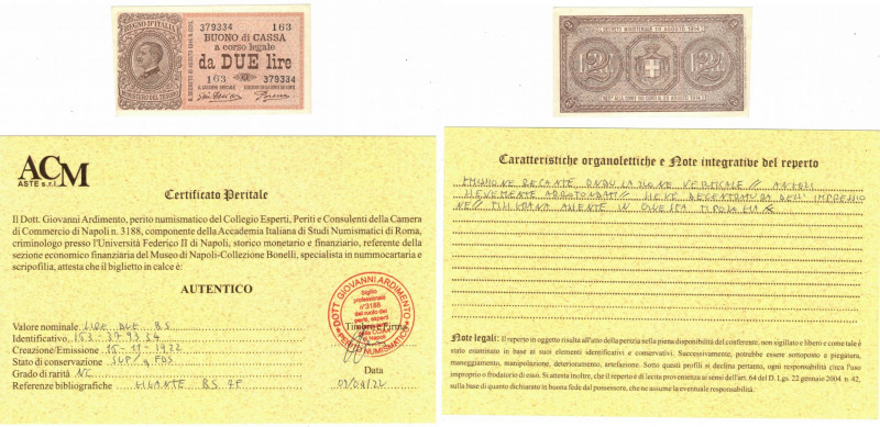 Cartamoneta. Regno d'Italia. Vittorio Emanuele III. 2 Lire. 16-11-22. Gig. BS7f....