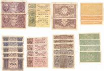 Cartamoneta. Luogotenenza. 5, 2, 1 Lira 1944. Lotto di 14 pezzi.