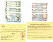 Cartamoneta. Repubblica Italiana. 500 Lire Mercurio. Lotto di 7 pezzi con serie consecutive. 02-04-79.