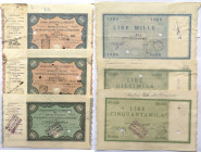 Cartamoneta. Regno d'Italia. C. D. P. Lotto di tre pezzi. Buono da 50.000, 10.000 e 1.000 Lire 1945.