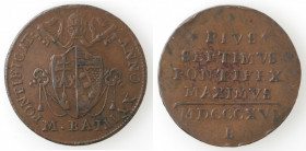 Bologna. Pio VII. 1800-1823. Mezzo Baiocco 1816. Ae.