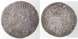 Napoli. Carlo V. 1516-1554. Tarì. Sigla IBR. Ag.