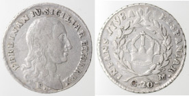 Napoli. Ferdinando IV. 1759-1798. Tarì 1798. Ag.