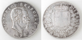 Vittorio Emanuele II. 1861-1878. 5 lire 1878 Roma. Ag.