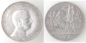 Vittorio Emanuele III. 1900-1943. 2 lire 1910 Quadriga Veloce. Ag.
