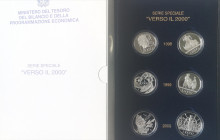 Repubblica Italiana. Verso il 2000. Cofanetto completo 6 monete, due da 10000 lire, 2 da 5000 lire e 2 da 2000 lire. Ag. Anni 1998-1999-2000.