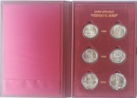 Repubblica Italiana. Verso il 2000. Cofanetto completo 6 monete, due da 10000 lire, 2 da 5000 lire e 2 da 2000 lire. Ag. Anni 1998-1999-2000.