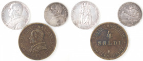 Lotti. Vaticano. Lotto di 3 Pezzi. 4 Soldi 1869, 10 Lire 1937 e 5 Lire 1930. Ag e Ae.