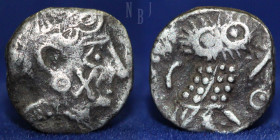 South Arabia, Qatabanian (3rd - 2nd cen. BC). AR Hemidrachm, 1gm, 10mm, VF