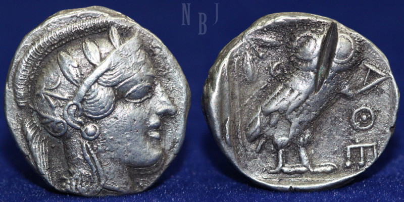 ATTICA, Athens. Circa 454-404 BC. AR Tetradrachm (15.47gm, 26mm) Helmeted head o...