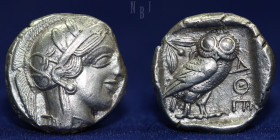 Attica Athens Owl Silver Tetradrachm 5/4th Century BC, 17.11gm, Good VF & RR