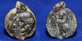KINGS of PARTHIA. Phraates II (132-127 BC). Æ chalkous, 1.44gm, VF & RR